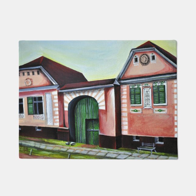 Felpudo Transilvania, Rumania, pintura acuarela (Anverso)