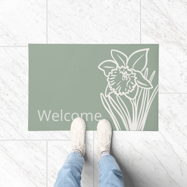 Felpudo Trato de bienvenida al Yellow Spring Daffodil in t (Interior)