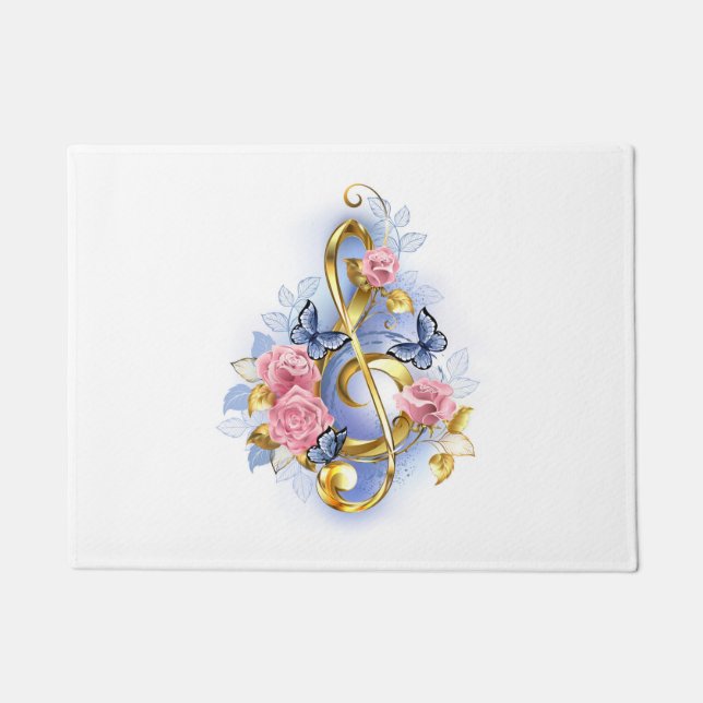 Felpudo Treble arrecife con rosas rosas rosas rosas (Anverso)