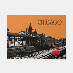 Felpudo tren de Chicago CTA en la foto 1950 del vintage de