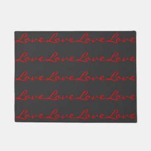 Felpudo Trendy Calligraphy Grey Red Love Boda