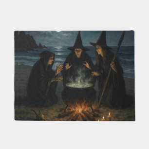 Felpudo Tres brujas producen Cauldron Full Moon Beach