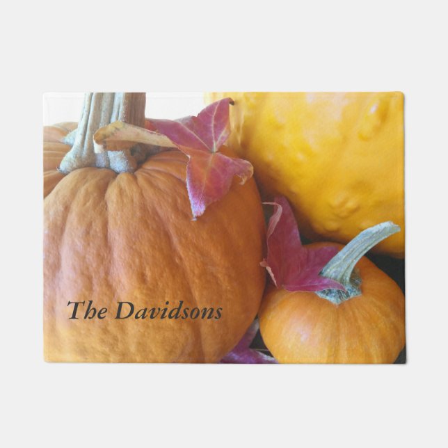 Felpudo Tres calabazas con hojas (Anverso)