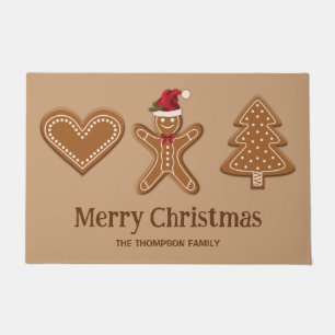 Felpudo Tres formas de galletas de jengibre navideñas y te