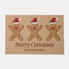 Felpudo Tres galletas de jengibre de Navidad & Texto perso