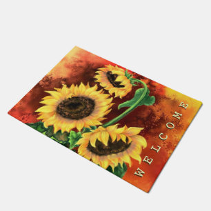 Felpudo Tres girasoles bienvenidos a Doormat - Pintura