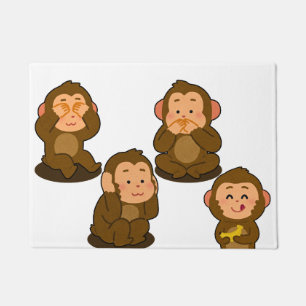 Felpudo Tres monos sabios más uno normal