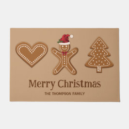 Felpudo Tres Navidades de Gingerbread Cookie Formas y Text