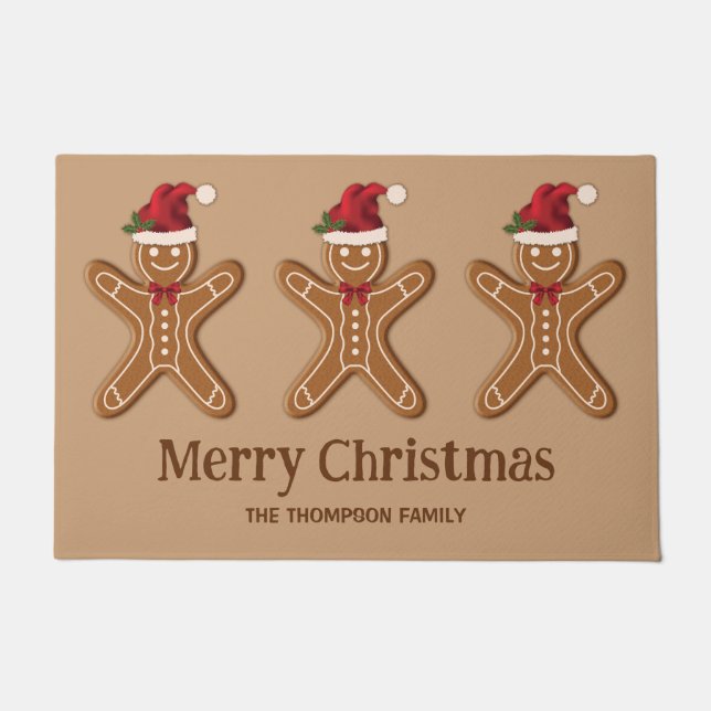 Felpudo Tres Navidades de Gingerbread Cookies y Personaliz (Anverso)