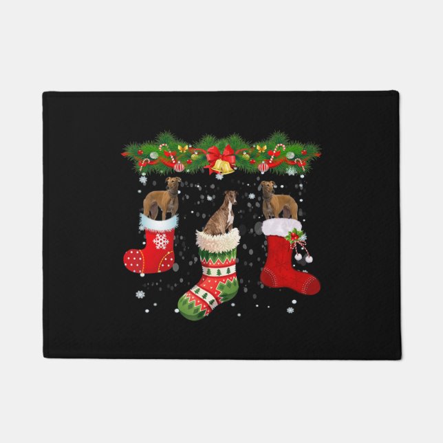 Felpudo Tres Perros Greyhound En Navidades De Depósito San (Anverso)