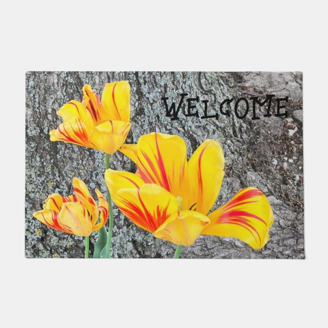 Felpudo Tres Tulipanes Amarillos Secuencia / (Anverso)