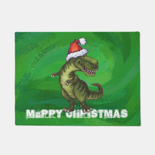 Felpudo TRex en Santa Hat en Green