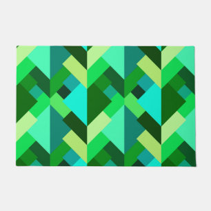 Felpudo Triángulos abstractos modernos, verde esmeralda y