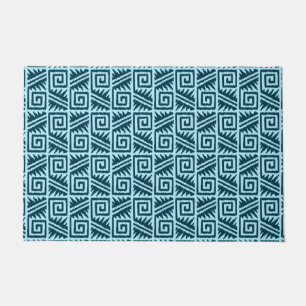 Felpudo Tribal Ikat Aztec - azul índigo y claro