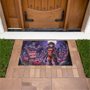 Felpudo Trick o Treat Halloween Zombis con el cerebro