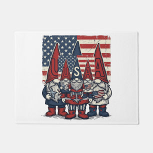 Felpudo Trío de gnomos patrióticos de EE. UU. Diseño vecto