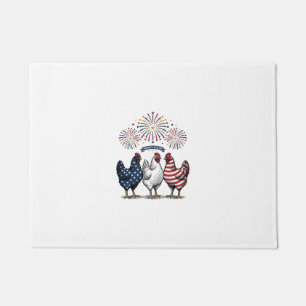 Felpudo Trio de pollo patriótico grabado vintage vector De