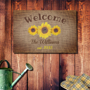 Felpudo Trío personalizado de girasol - Bienvenida