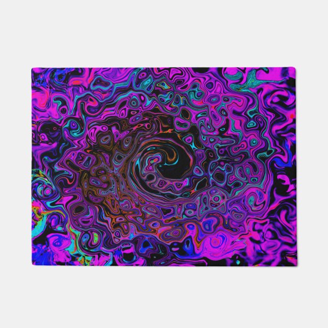 Felpudo Trípedo negro y magenta retro líquido giratorio (Anverso)
