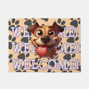 Felpudo Triple bienvenida Perro ansioso Pawprint Gracioso