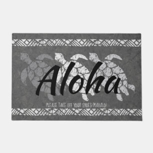 Felpudo Triple tortuga honu hawaiana Tapa Gray