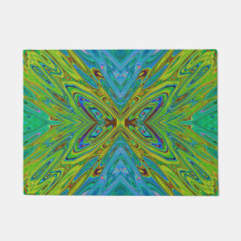 Felpudo Trippy Chartreuse y Blue Abstract Butterfly
