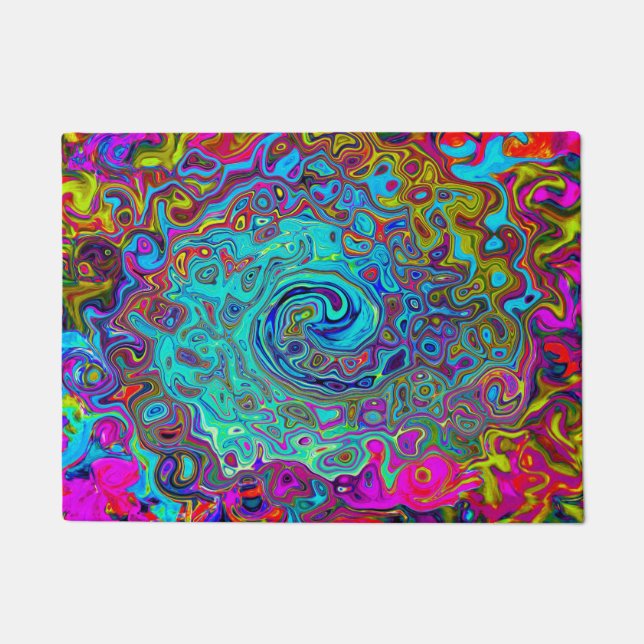 Felpudo Trippy Sky Blue Abstract Retro Liquid Swirl (Anverso)