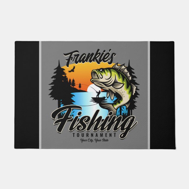 Felpudo Trucha de pescador de pesca personalizada (Anverso)