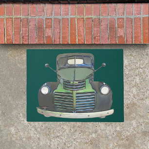 Felpudo Truck Sketch Door Mat Rug Antique 1947
