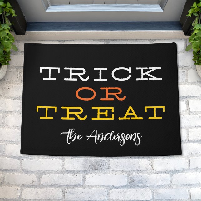 Felpudo Truco moderno o trato feliz Halloween personalizad (Subido por el creador)