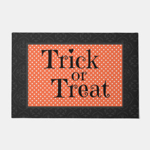 Felpudo Truco o trato divertido con puntos negros y Naranj