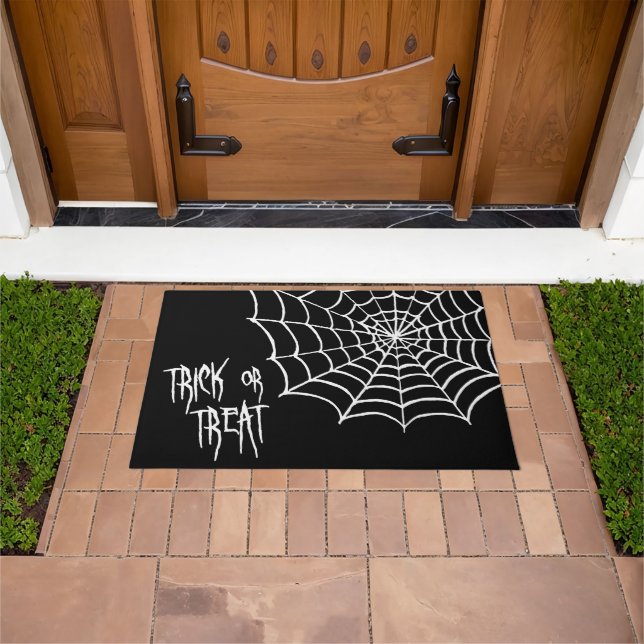 Felpudo Truco o truco - Halloween de la web Spooky Spider (Exterior)