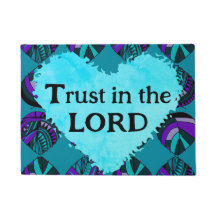 Trust In The Lord Fish Leaves Purple Teal Grey
