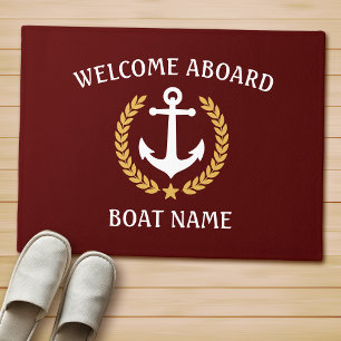 Felpudo Tu Nombre De Barco Anchor Laurel Bienvenida A Bord