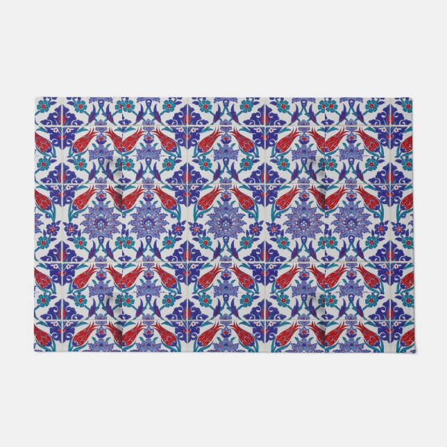 Felpudo Tulipán turco arabesco oriental arte visual floral (Anverso)