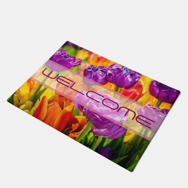 Felpudo Tulipanes coloridos positivos (Angular)