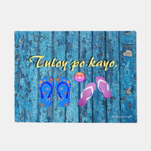 Felpudo Tuloy po kayo "el azul de maderas del vintage "