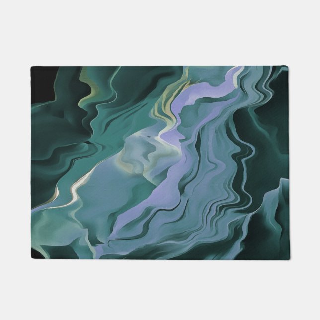 Felpudo Turbulencia azul Pour Acrílico Resumen de arte (Anverso)