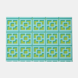 Felpudo Turquesa retro y estera de puertas de enrejado ver
