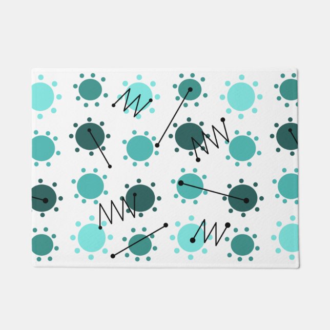 Felpudo Turquesa Sunshine moderno de mediados de siglo (Anverso)