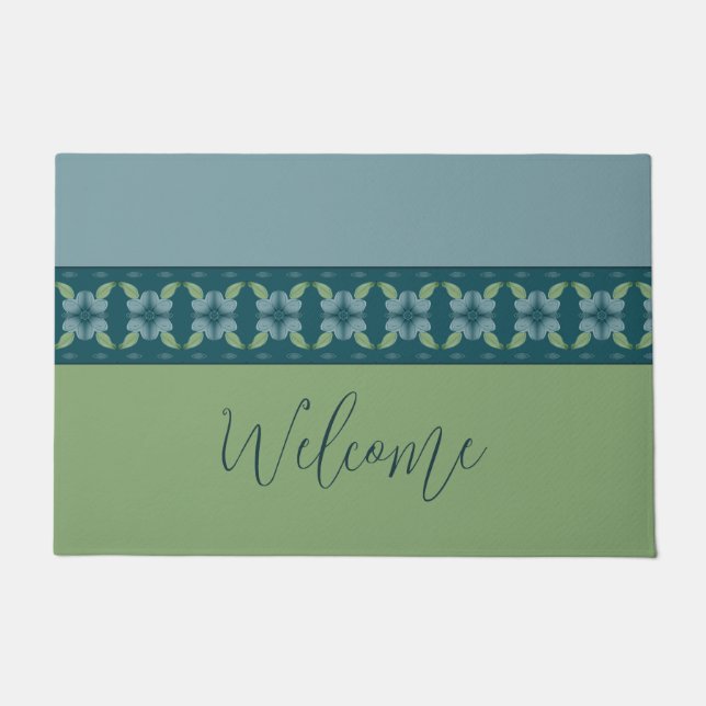 Felpudo Turquesa Y Azul Con Verde (Anverso)