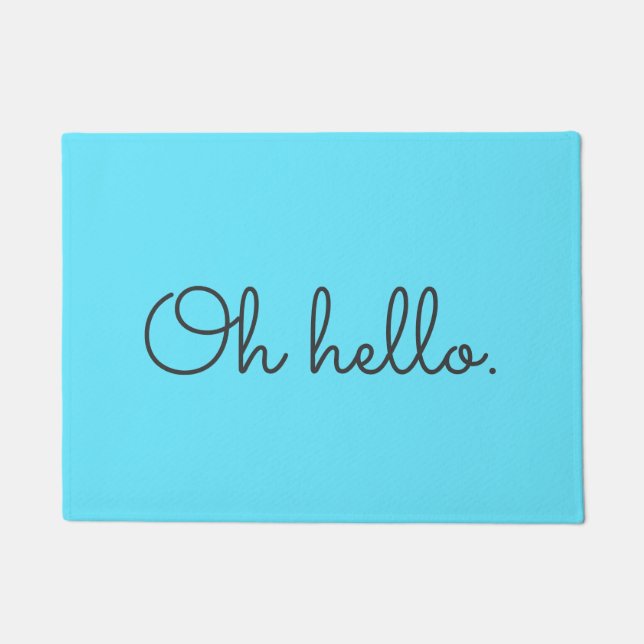 Felpudo Turquesa y gris Oh Hola (Anverso)