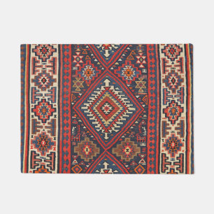 Felpudo Turquía Kilim Aztec Red Blue Tan 