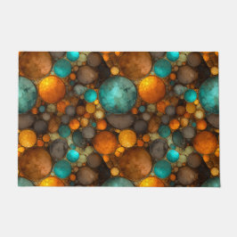Felpudo Turquoise Brown Abstract Fractal Pattern