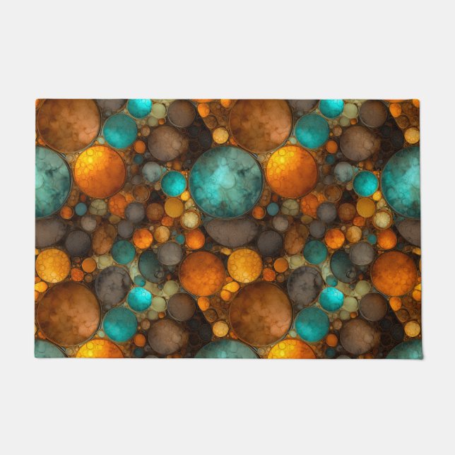Felpudo Turquoise Brown Abstract Fractal Pattern (Anverso)