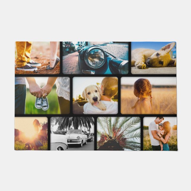 Felpudo Tus fotos Doormat Collage Black (Anverso)