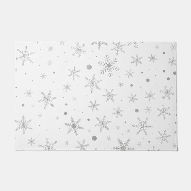 Felpudo Twinkle Snowflake - Blanco y gris plateado (Anverso)