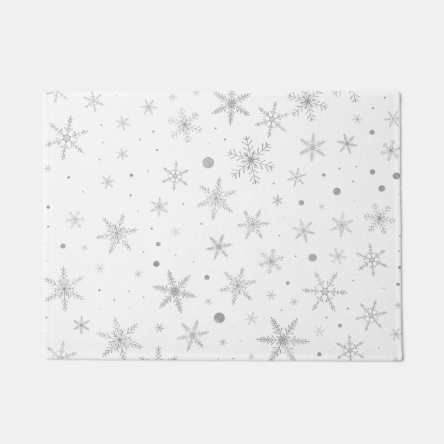 Felpudo Twinkle Snowflake - Blanco y gris plateado (Anverso)