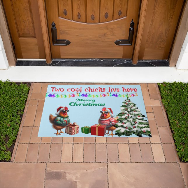 Felpudo Two Chicks Christmas Doormat (Exterior)
