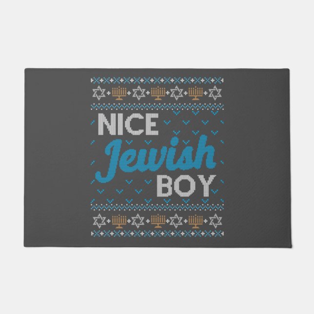 Felpudo Ugly Hanukkah Nice Jewish Boy Matching (Anverso)